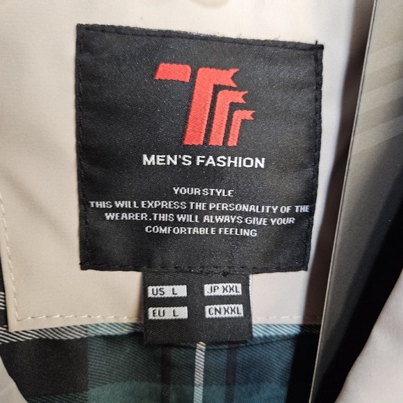 TBY Retro Mens Fashion Rain Jacket Tan Beige Mens Size L NWT - Picture 2 of 9